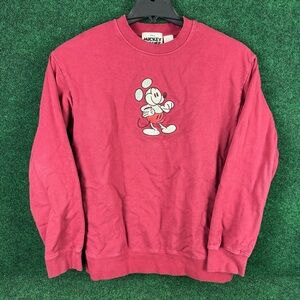 Disney Parks Mickey Mouse Genuine Mousewear Pullover Sweatshirt Red Size Large